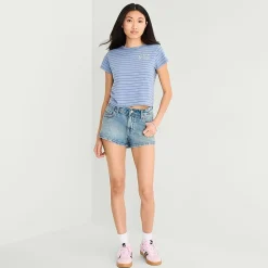Arizona Womens Juniors Crew Neck Short Sleeve Regular Fit Graphic T-Shirt
