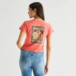 Arizona Womens Juniors Crew Neck Short Sleeve Regular Fit Graphic T-Shirt