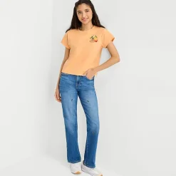 Arizona Womens Juniors Crew Neck Short Sleeve Regular Fit Graphic T-Shirt