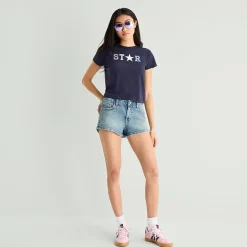Arizona Womens Juniors Crew Neck Short Sleeve Regular Fit Graphic T-Shirt