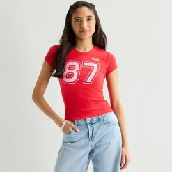 Arizona Womens Juniors Crew Neck Short Sleeve Regular Fit Graphic T-Shirt