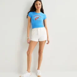 Arizona Womens Juniors Crew Neck Short Sleeve Regular Fit Graphic T-Shirt