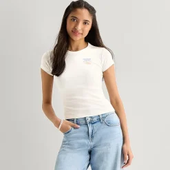 Arizona Womens Juniors Crew Neck Short Sleeve Regular Fit Graphic T-Shirt