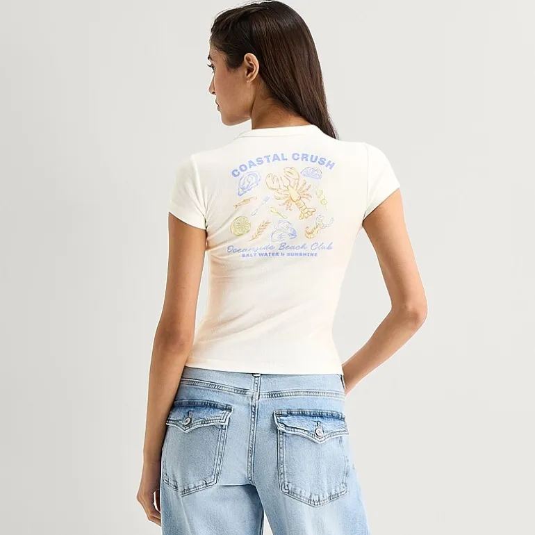Arizona Womens Juniors Crew Neck Short Sleeve Regular Fit Graphic T-Shirt