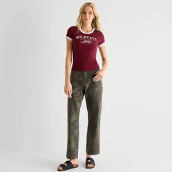 Arizona Womens Juniors Easy-on + Easy-off Crew Neck Short Sleeve Adaptive T-Shirt
