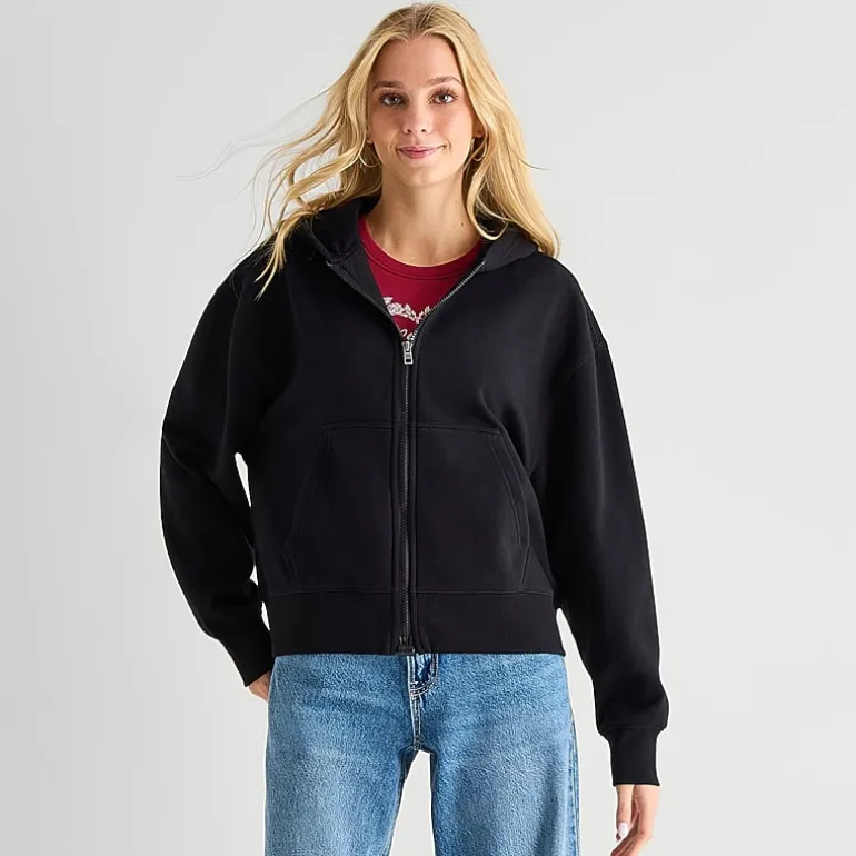 Arizona Womens Juniors Easy-on + Easy-off Long Sleeve Adaptive Fleece Hoodie