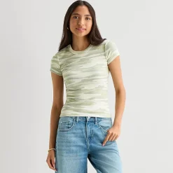 Arizona Womens Juniors Easy-on + Easy-off Crew Neck Short Sleeve Adaptive T-Shirt