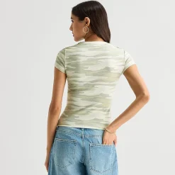 Arizona Womens Juniors Easy-on + Easy-off Crew Neck Short Sleeve Adaptive T-Shirt