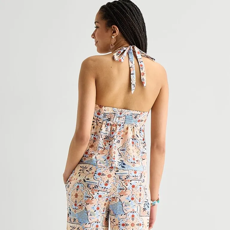 Arizona Womens Juniors Halter Neck Sleeveless Tank Top