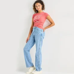 Arizona Womens Juniors High Rise Stretch Fabric Straight Leg Jean