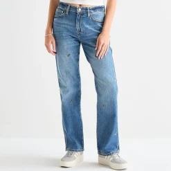 Arizona Womens Juniors High Rise Stretch Fabric Straight Leg Jean