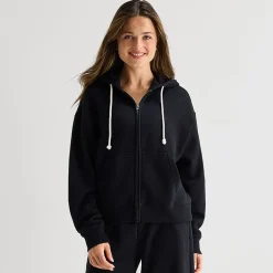 Arizona Womens Juniors Long Sleeve Fleece Zipper Hoodie