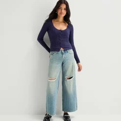 Arizona Womens Juniors Low Rise Baggy Fit Jean