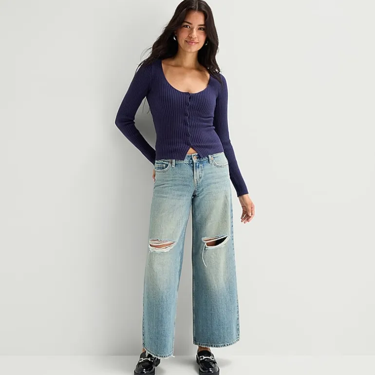 Arizona Womens Juniors Low Rise Baggy Fit Jean