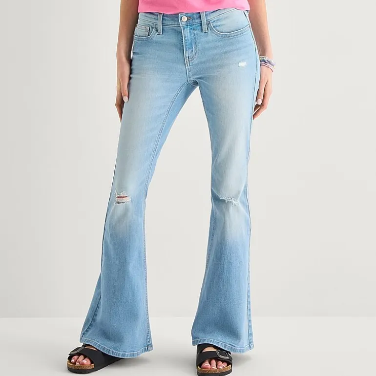 Arizona Womens Juniors Low Rise Flare Leg Jean