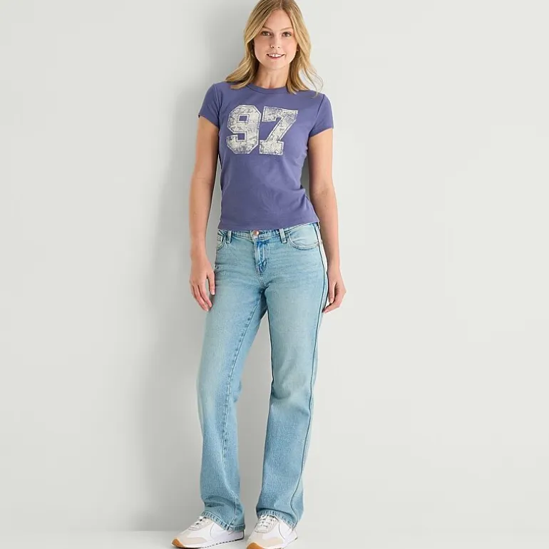 Arizona Womens Juniors Low Rise Straight Leg Jean