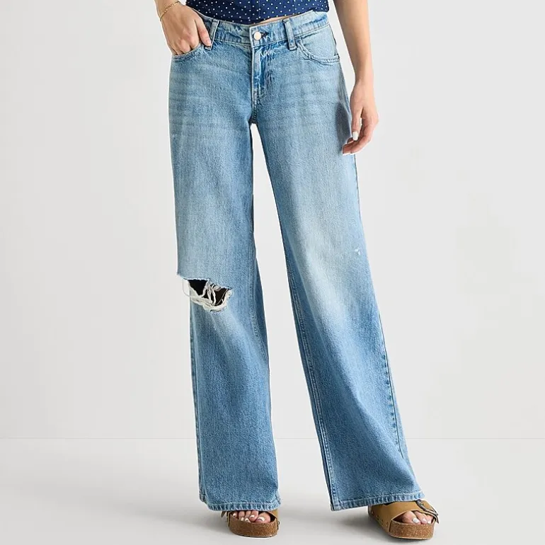 Arizona Womens Juniors Low Rise Baggy Fit Jean