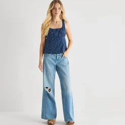 Arizona Womens Juniors Low Rise Baggy Fit Jean