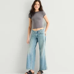 Arizona Womens Juniors Low Rise Baggy Fit Jean