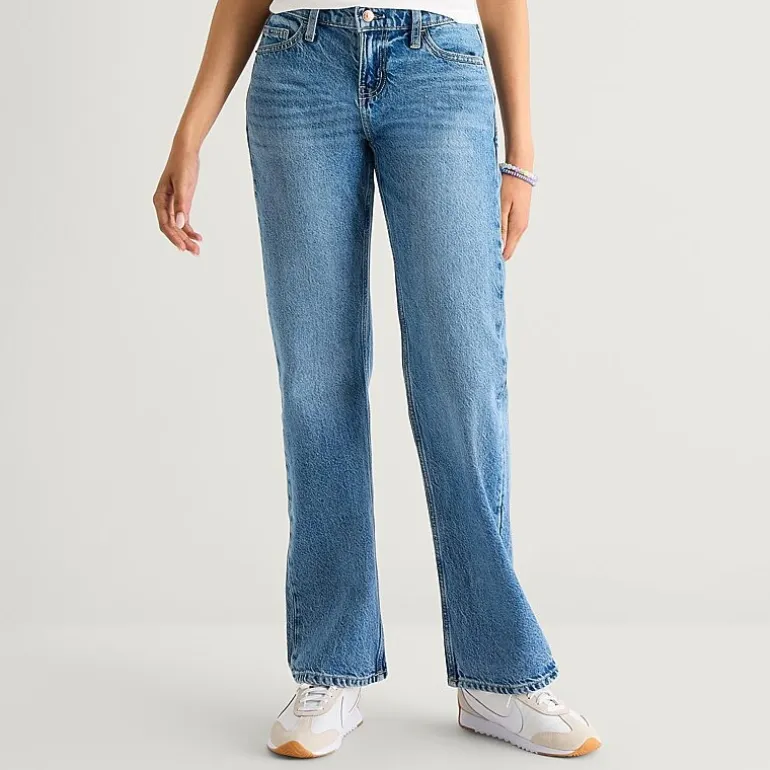 Arizona Womens Juniors Low Rise Straight Leg Jean