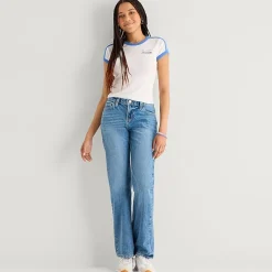 Arizona Womens Juniors Low Rise Straight Leg Jean
