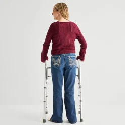 Arizona Womens Juniors Low Rise Adaptive Easy-on + Easy-off Bootcut Jean