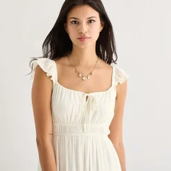 Arizona Womens Juniors Midi Square Neck Sleeveless Peasant Dress
