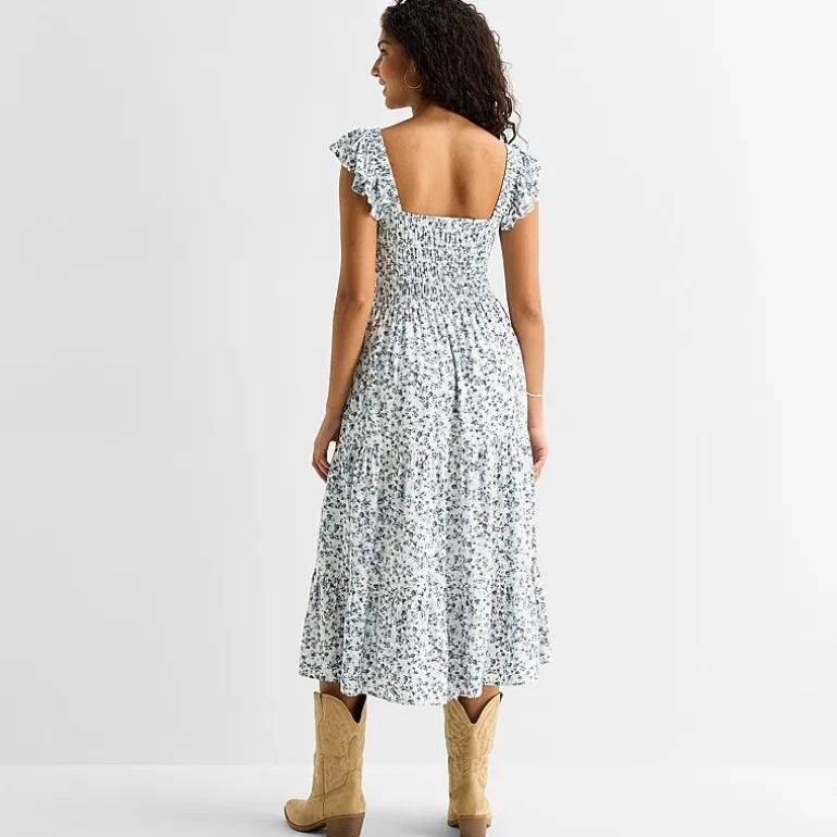 Arizona Womens Juniors Midi Sleeveless Peasant Dress
