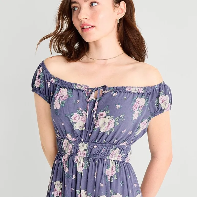 Arizona Womens Juniors Midi Short Sleeve Sundress