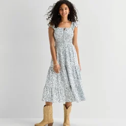 Arizona Womens Juniors Midi Sleeveless Peasant Dress