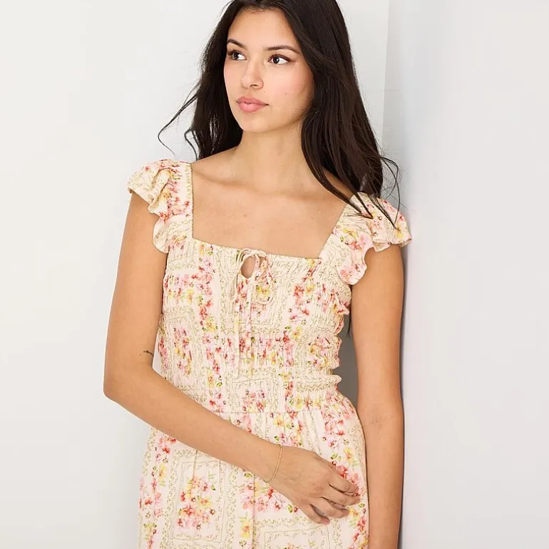Arizona Womens Juniors Midi Sleeveless Peasant Dress