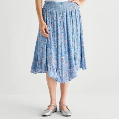 Arizona Womens Juniors Mid Rise Midi A-Line Skirt
