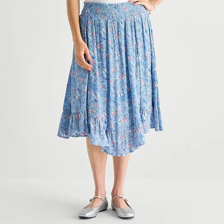 Arizona Womens Juniors Mid Rise Midi A-Line Skirt