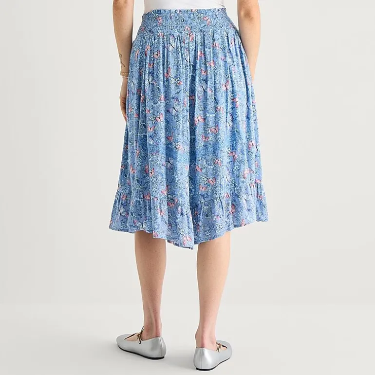 Arizona Womens Juniors Mid Rise Midi A-Line Skirt