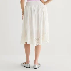 Arizona Womens Juniors Mid Rise Midi A-Line Skirt