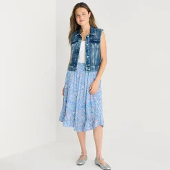 Arizona Womens Juniors Mid Rise Midi A-Line Skirt