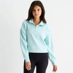 Arizona Womens Juniors Mock Neck Long Sleeve Quarter-Zip Pullover