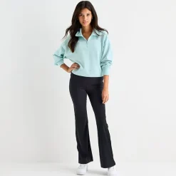Arizona Womens Juniors Mock Neck Long Sleeve Quarter-Zip Pullover