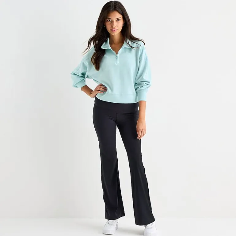 Arizona Womens Juniors Mock Neck Long Sleeve Quarter-Zip Pullover