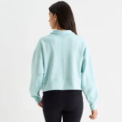 Arizona Womens Juniors Mock Neck Long Sleeve Quarter-Zip Pullover
