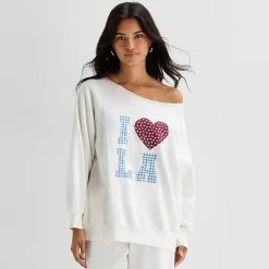 Arizona Womens Juniors Off The Shoulder Long Sleeve Sweatshirt