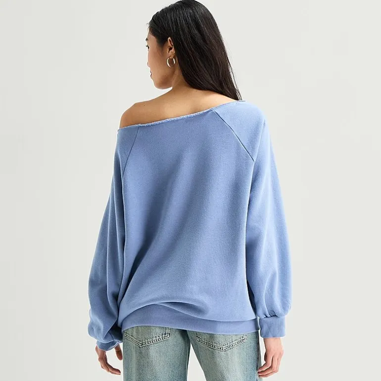 Arizona Womens Juniors Off The Shoulder Long Sleeve Sweatshirt