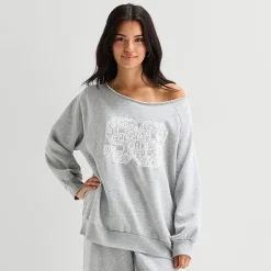 Arizona Womens Juniors Off The Shoulder Long Sleeve Sweatshirt