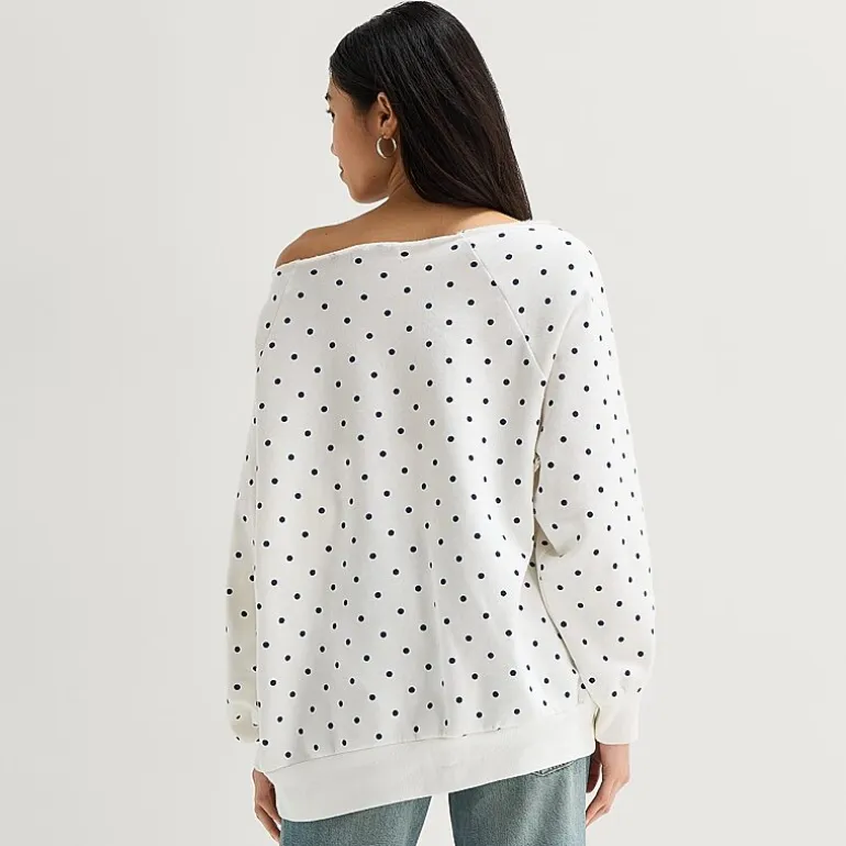 Arizona Womens Juniors Off The Shoulder Long Sleeve Sweatshirt