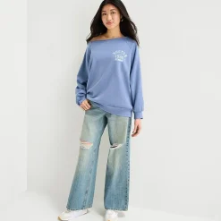 Arizona Womens Juniors Off The Shoulder Long Sleeve Sweatshirt