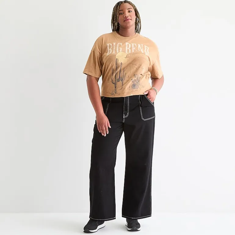Arizona Womens Juniors Plus Highest Rise Straight Leg Jean