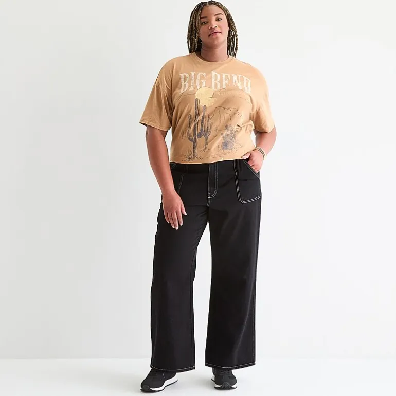 Arizona Womens Juniors Plus Highest Rise Straight Leg Jean