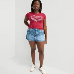 Arizona Womens Juniors Plus High Rise Denim Skirt