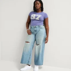 Arizona Womens Juniors Plus Low Rise Baggy Fit Jean