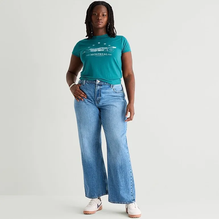 Arizona Womens Juniors Plus Low Rise Straight Leg Jean